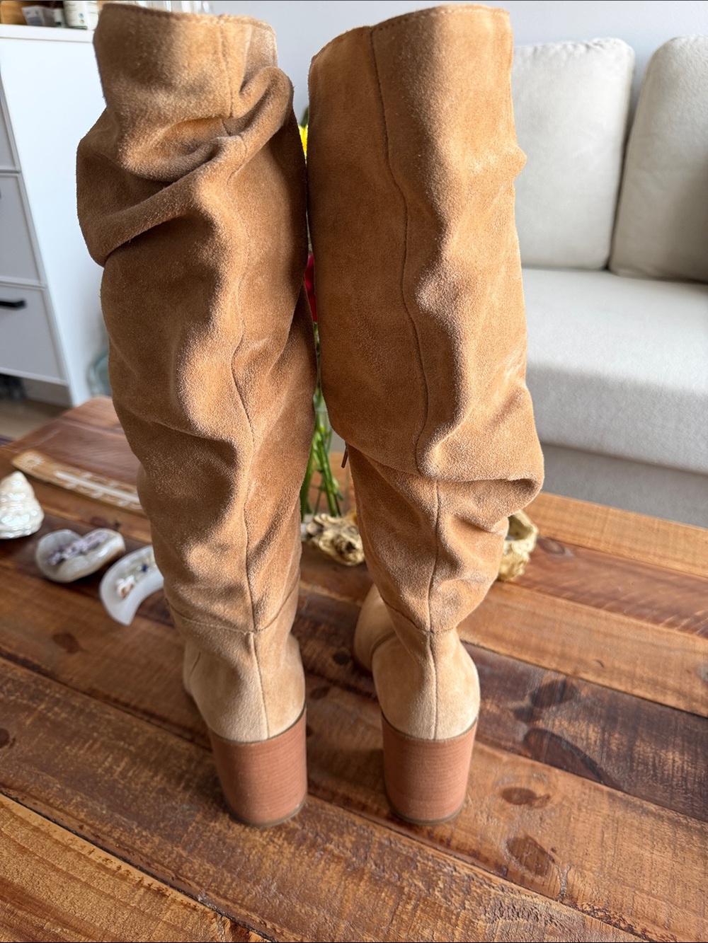 Steve Madden Tan Suede Slouch Boots - Picture 4 of 7